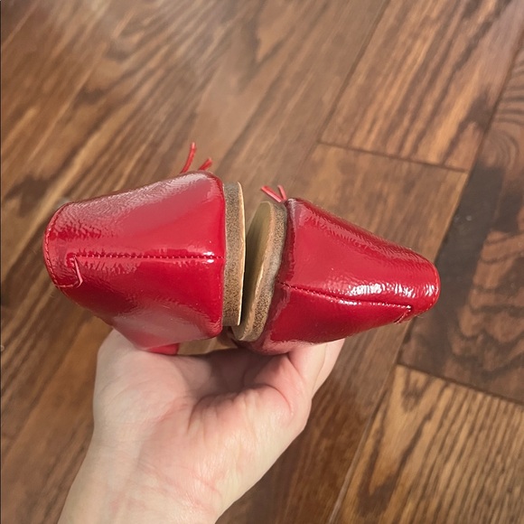 Zara Girls Red Patent Double Strap Ballerina Flats - Picture 6 of 8